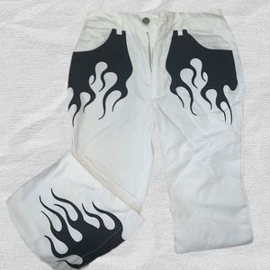 Princie Apparel White Flare Flame jeans